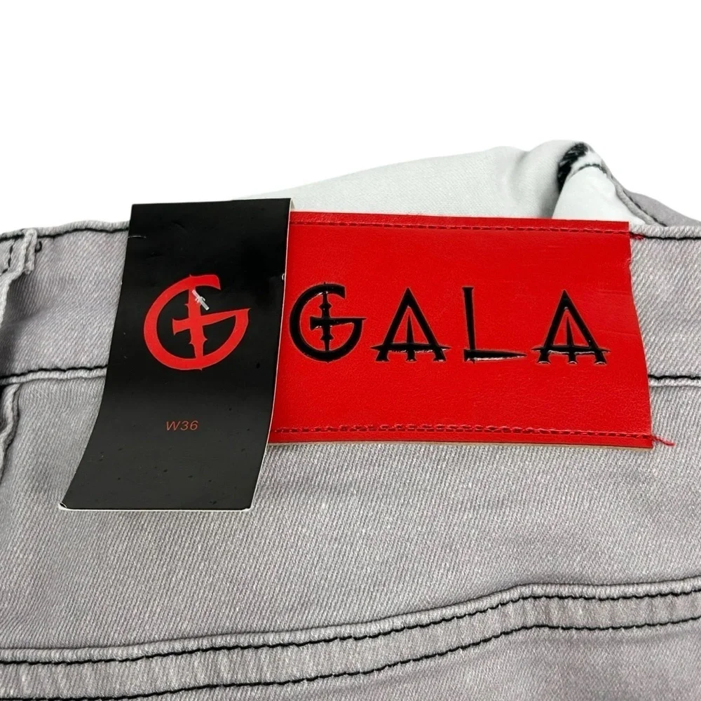 Gala Jeans NWT $180 Doberman Dog Graphic Gothic Blue Script Streetwear Sz W36 - Picture 11 of 16